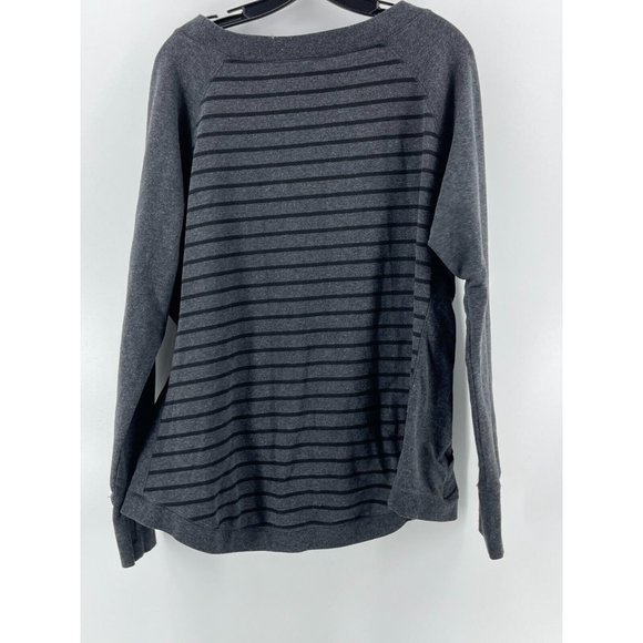 Kenneth Cole Reaction Women's Gray Black Striped Pocket Sweat Shirt Size XXL - Picture 3 of 8